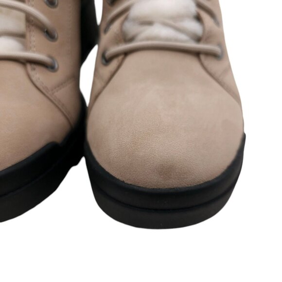 EILEEN FISHER Calm Boots Lace Up Shearling Lamb Fur Bone Tumbled Nubuck Size 7 - Picture 4 of 9